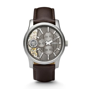 Fossil Mechanical Twist Brown Leather Watch ME1098