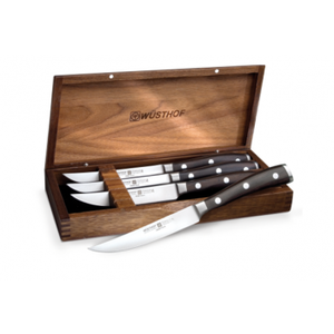 Wusthof IKON Blackwood Steak Knife Set in Walnut Chest - 9706-1