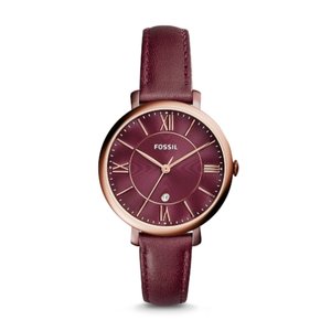 Fossil Jacqueline Three-Hand Date Wine Leather Watch ES4099