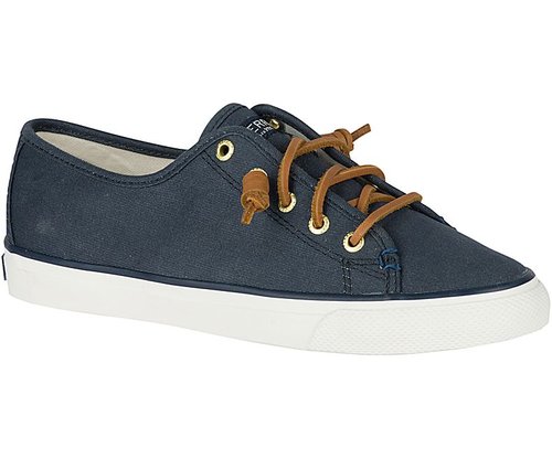 SPERRY WOMEN'S SEACOAST CANVAS SNEAKER NAVY BURNISHED CANVAS - STS90550